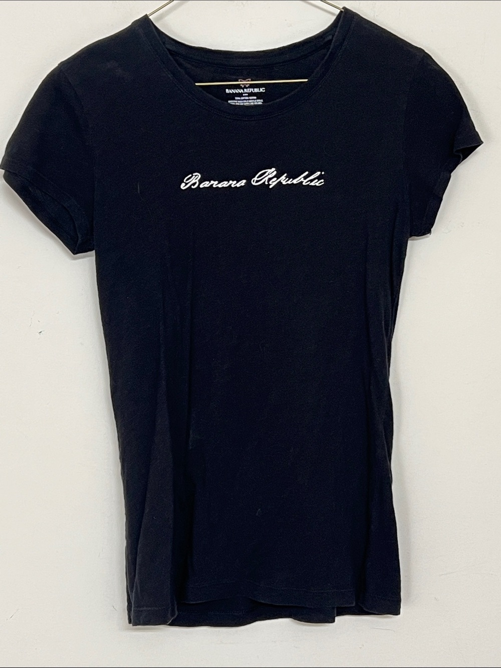 🌞 Banana Republic Vintage Black Short Sleeve Script Logo Tee women size M